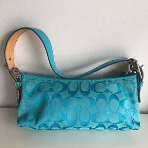 Y2K turquoise blue Coach Hampton baguette